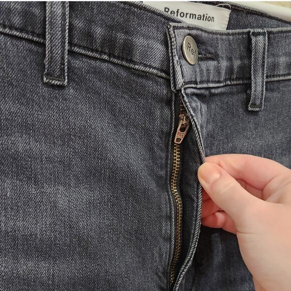 Reformation May High & Skinny Jeans Stretch Mineral Black Wash Denim Size 26 - Picture 5 of 10